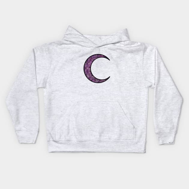 Galaxy Crescent Moon - Crescent Moon Facing Right - Galaxy Waning Crescent Kids Hoodie by Tilila